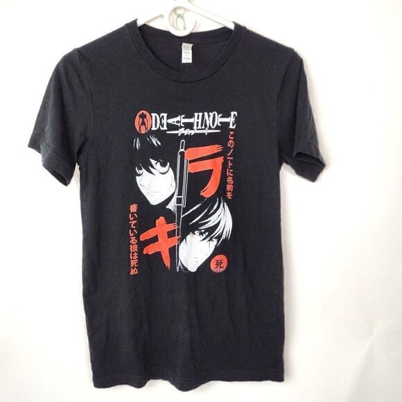 Death Note Black Red Graphic T Shirt Light Yagami & L. Japanese Text Adult Small - Picture 1 of 4
